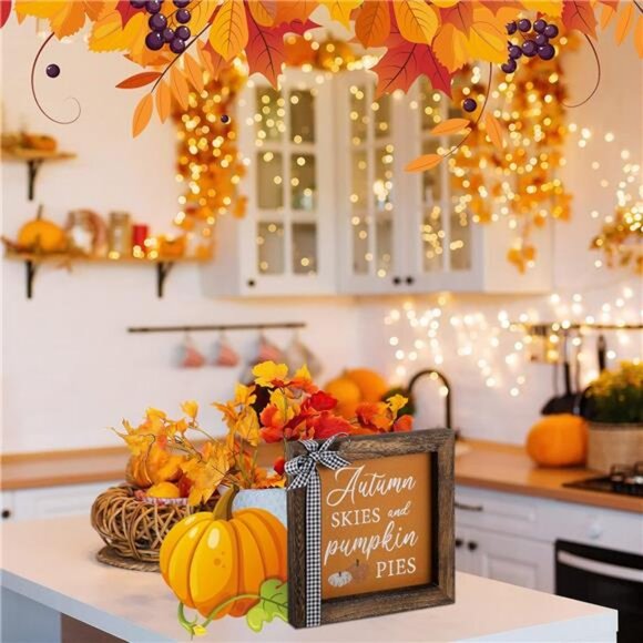 Fall Decorations for Home Thanksgiving Table Decor Autumn Skies and Pumpkin - Picture 6 of 8